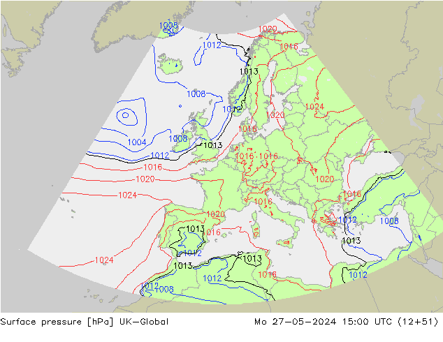 Surface pressure UK-Global Mo 27.05.2024 15 UTC