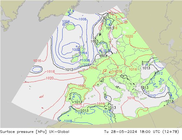 Yer basıncı UK-Global Sa 28.05.2024 18 UTC