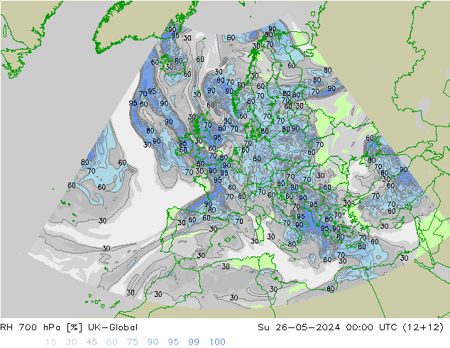 RH 700 hPa UK-Global Su 26.05.2024 00 UTC