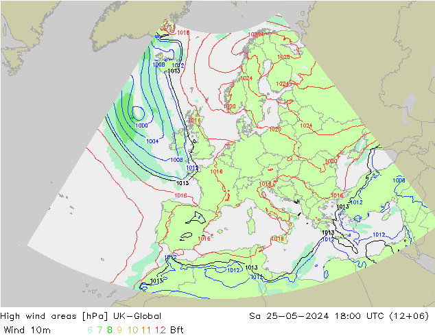 High wind areas UK-Global sáb 25.05.2024 18 UTC