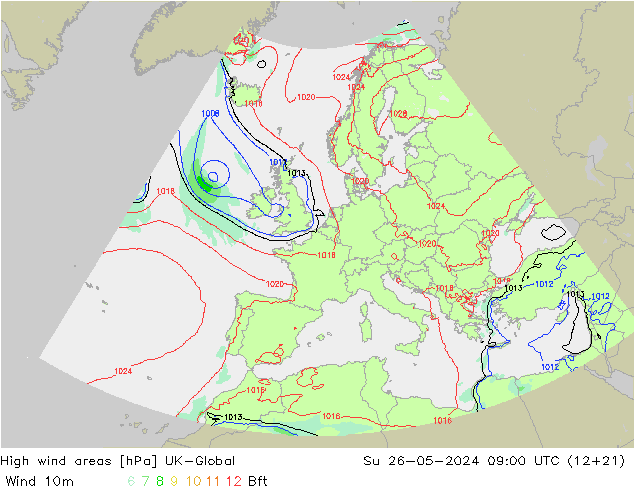 High wind areas UK-Global Su 26.05.2024 09 UTC