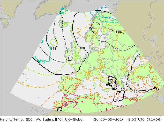 Height/Temp. 850 hPa UK-Global Sa 25.05.2024 18 UTC
