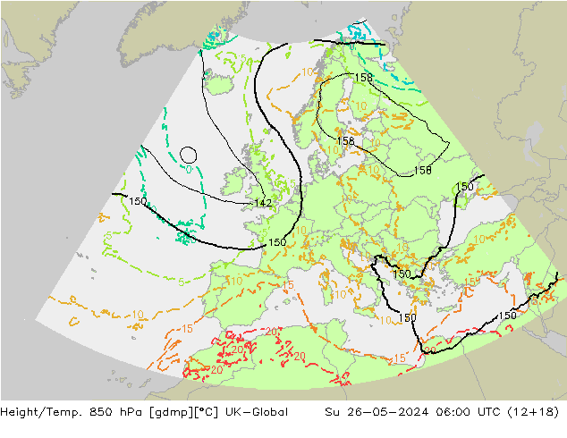 Géop./Temp. 850 hPa UK-Global dim 26.05.2024 06 UTC