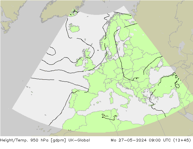 Hoogte/Temp. 950 hPa UK-Global ma 27.05.2024 09 UTC