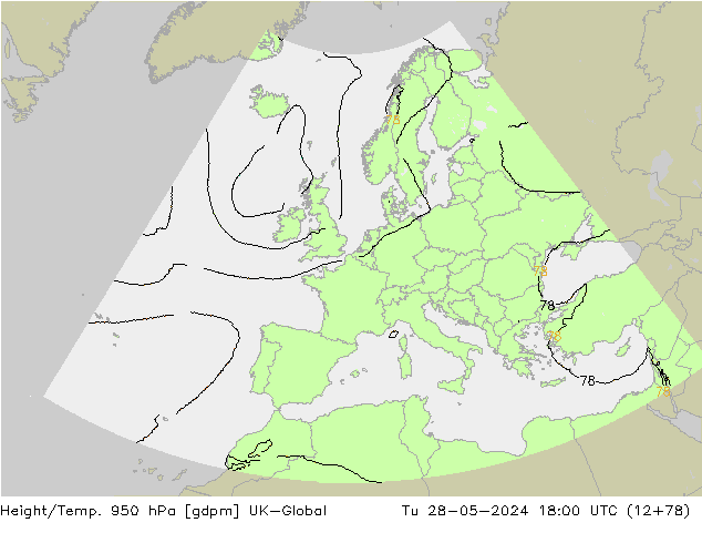 Height/Temp. 950 hPa UK-Global Ter 28.05.2024 18 UTC
