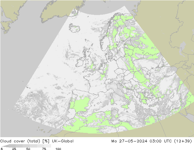 Nuages (total) UK-Global lun 27.05.2024 03 UTC