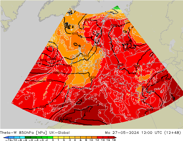 Theta-W 850hPa UK-Global lun 27.05.2024 12 UTC
