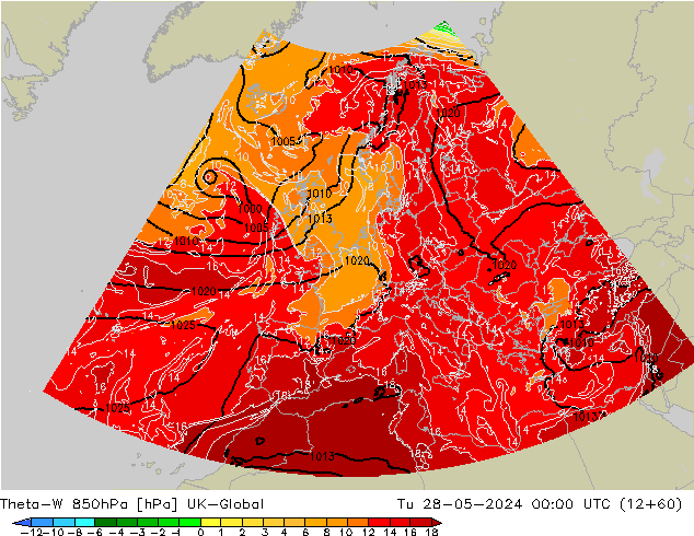 Theta-W 850hPa UK-Global mar 28.05.2024 00 UTC