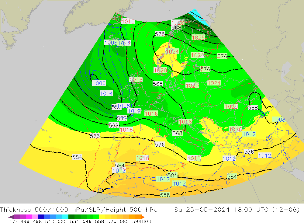 Thck 500-1000гПа UK-Global сб 25.05.2024 18 UTC