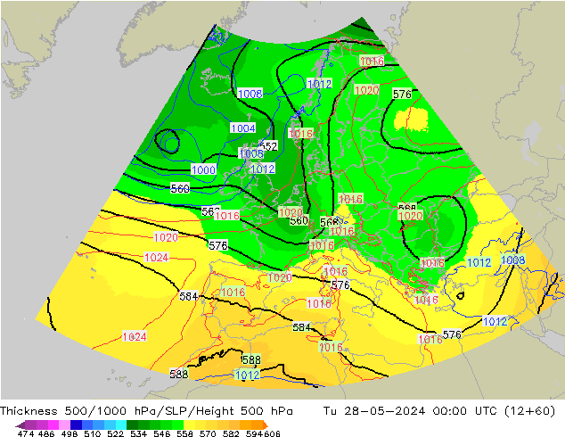 Thck 500-1000hPa UK-Global Ter 28.05.2024 00 UTC