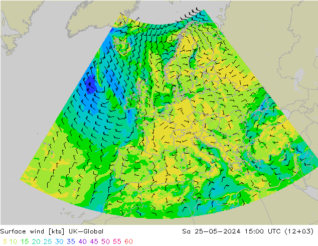 Surface wind UK-Global Sa 25.05.2024 15 UTC