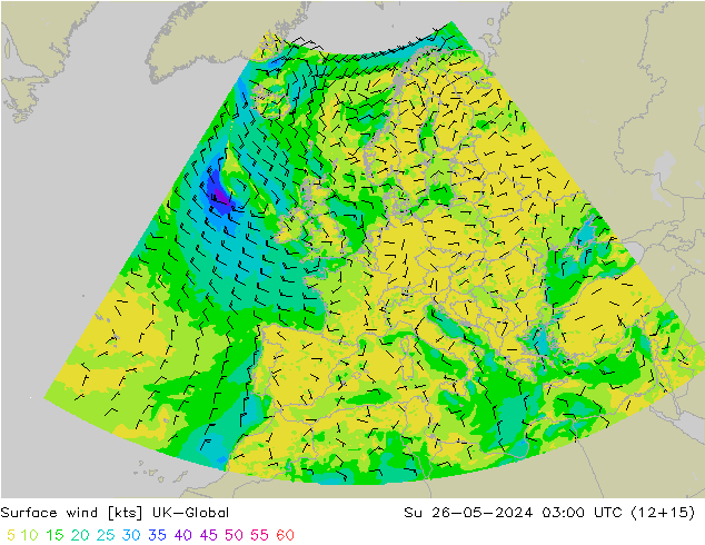 Vento 10 m UK-Global Dom 26.05.2024 03 UTC