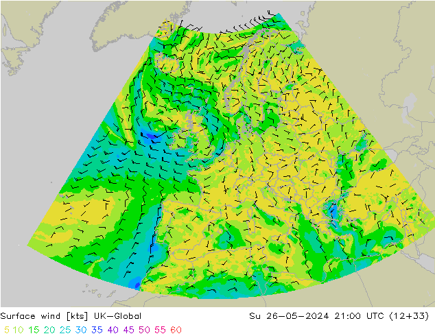 ветер 10 m UK-Global Вс 26.05.2024 21 UTC