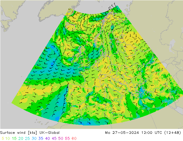 Rüzgar 10 m UK-Global Pzt 27.05.2024 12 UTC