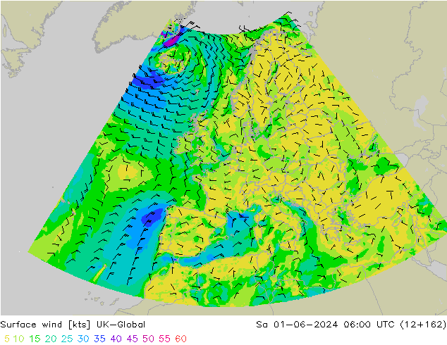 Surface wind UK-Global Sa 01.06.2024 06 UTC