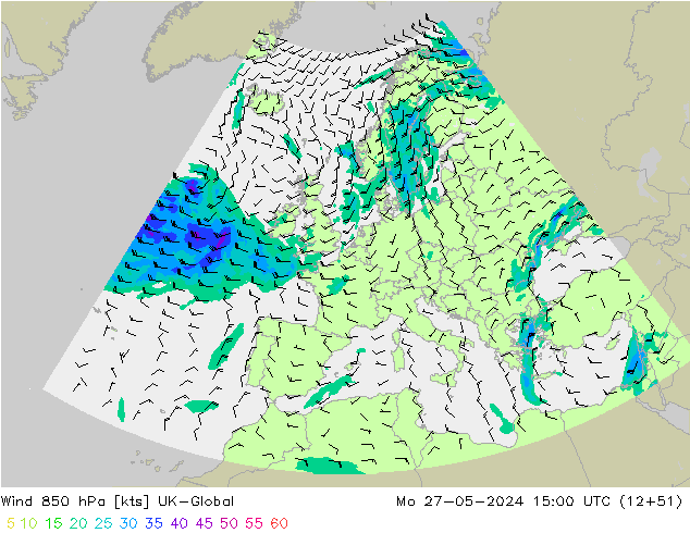 Wind 850 hPa UK-Global Mo 27.05.2024 15 UTC