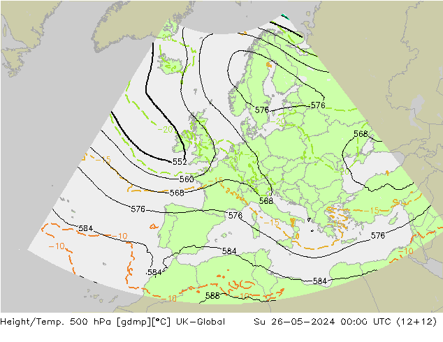Géop./Temp. 500 hPa UK-Global dim 26.05.2024 00 UTC