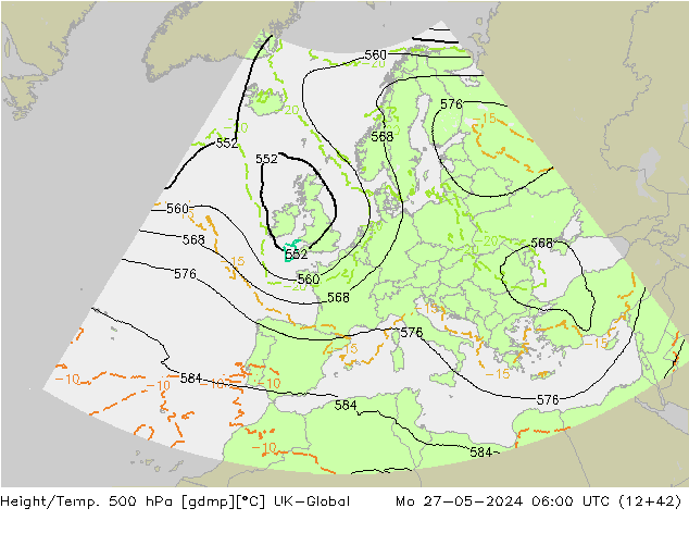 Yükseklik/Sıc. 500 hPa UK-Global Pzt 27.05.2024 06 UTC