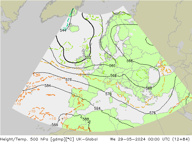 Height/Temp. 500 hPa UK-Global We 29.05.2024 00 UTC