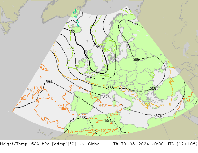 Yükseklik/Sıc. 500 hPa UK-Global Per 30.05.2024 00 UTC