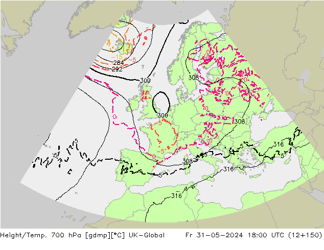 Yükseklik/Sıc. 700 hPa UK-Global Cu 31.05.2024 18 UTC