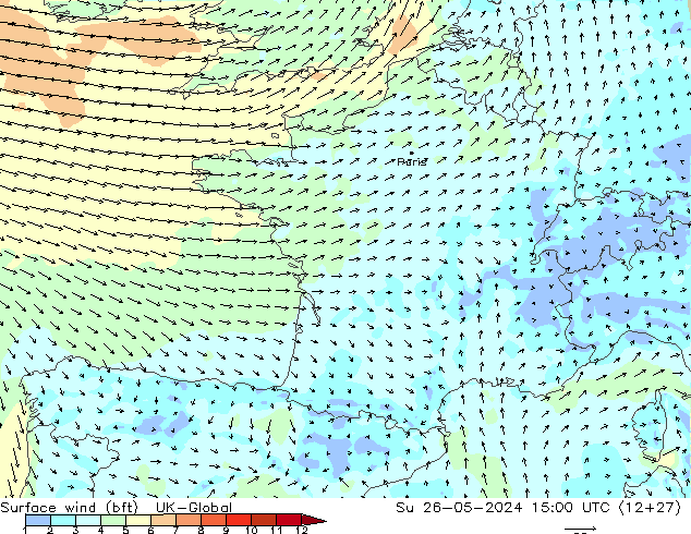  10 m (bft) UK-Global  26.05.2024 15 UTC