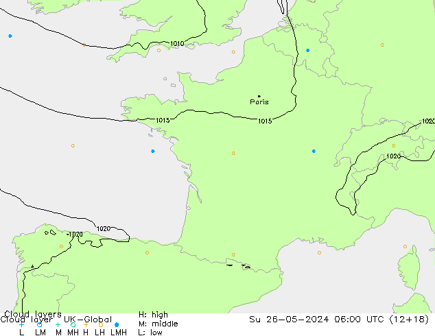 Cloud layer UK-Global dom 26.05.2024 06 UTC