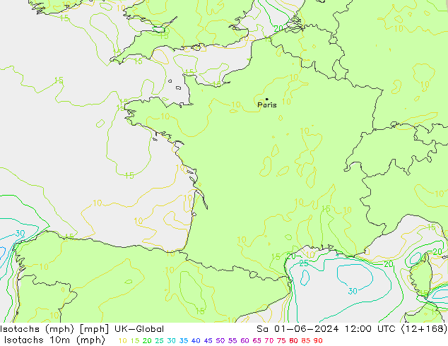 Isotachen (mph) UK-Global za 01.06.2024 12 UTC