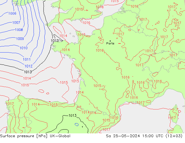 приземное давление UK-Global сб 25.05.2024 15 UTC