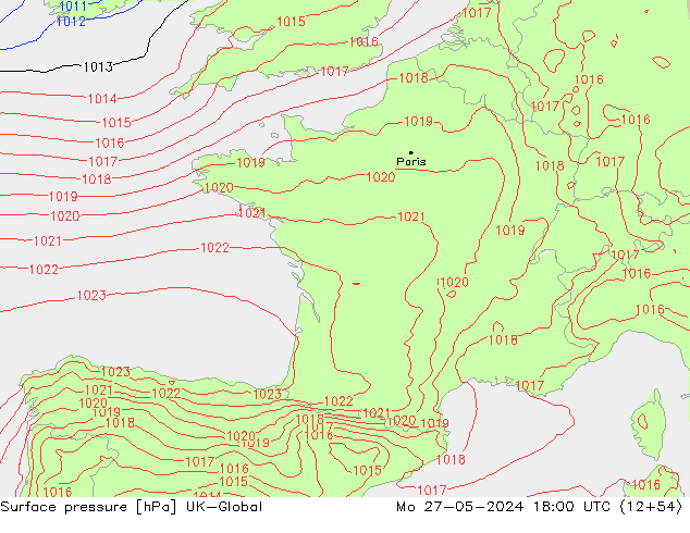 приземное давление UK-Global пн 27.05.2024 18 UTC