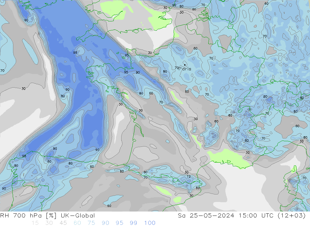 RH 700 hPa UK-Global so. 25.05.2024 15 UTC