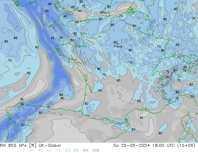 RH 850 hPa UK-Global Sa 25.05.2024 18 UTC