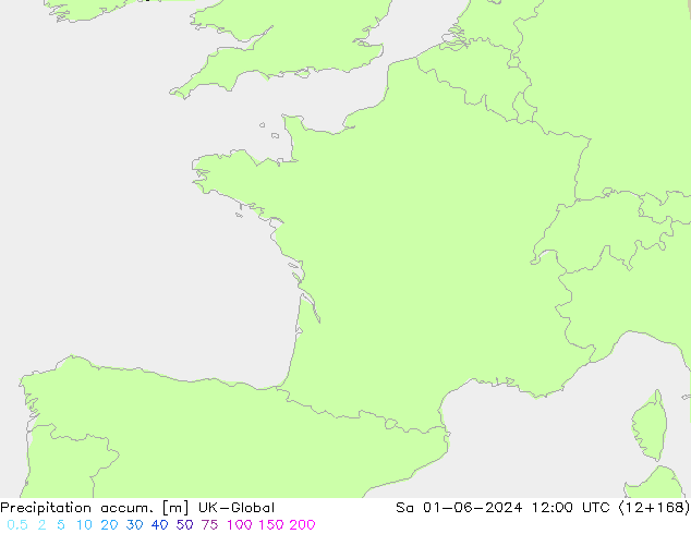 Precipitation accum. UK-Global  01.06.2024 12 UTC