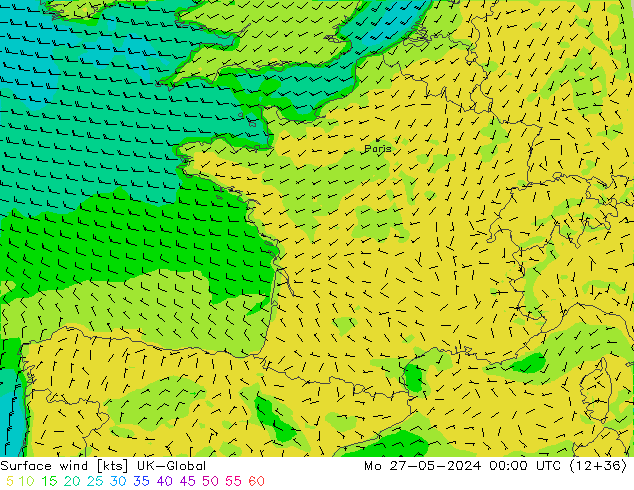 Surface wind UK-Global Po 27.05.2024 00 UTC