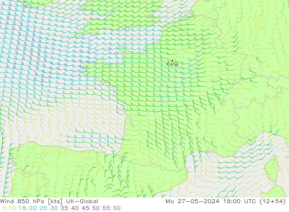 wiatr 850 hPa UK-Global pon. 27.05.2024 18 UTC