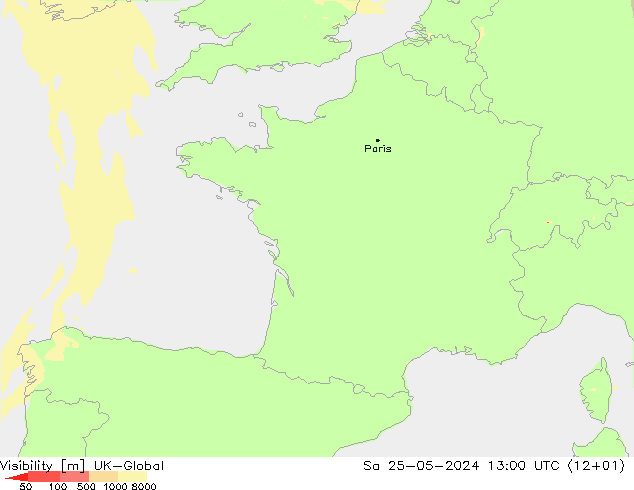 Dohlednost UK-Global So 25.05.2024 13 UTC