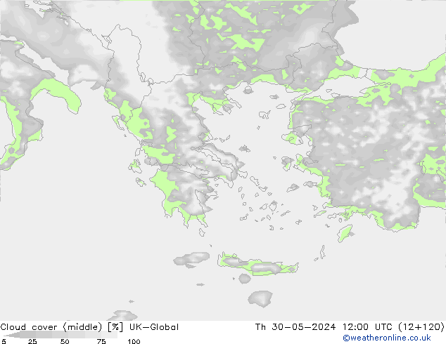 Nuages (moyen) UK-Global jeu 30.05.2024 12 UTC