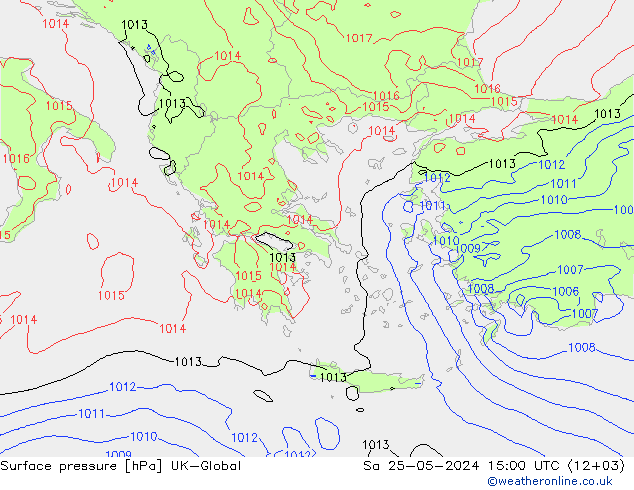 Atmosférický tlak UK-Global So 25.05.2024 15 UTC