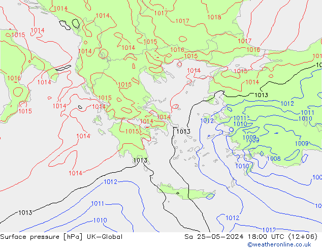 pression de l'air UK-Global sam 25.05.2024 18 UTC