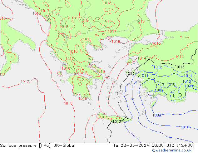 Surface pressure UK-Global Tu 28.05.2024 00 UTC