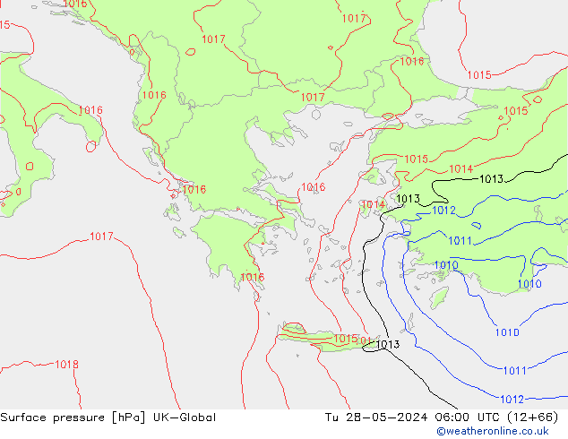 Surface pressure UK-Global Tu 28.05.2024 06 UTC