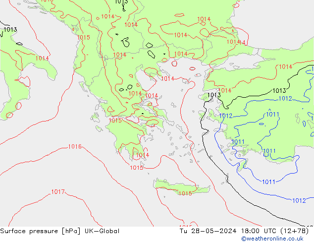 Pressione al suolo UK-Global mar 28.05.2024 18 UTC