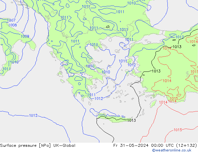 Surface pressure UK-Global Fr 31.05.2024 00 UTC