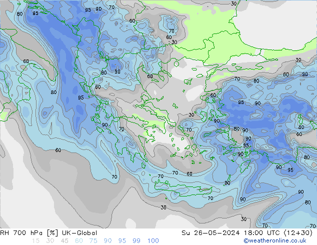RH 700 hPa UK-Global Su 26.05.2024 18 UTC