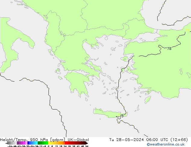 Height/Temp. 950 hPa UK-Global Tu 28.05.2024 06 UTC