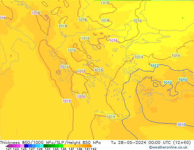 Thck 850-1000 hPa UK-Global  28.05.2024 00 UTC