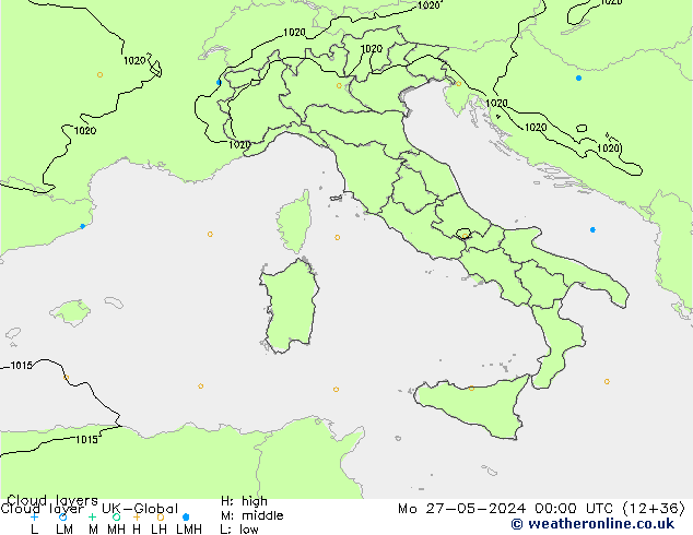 Cloud layer UK-Global Mo 27.05.2024 00 UTC