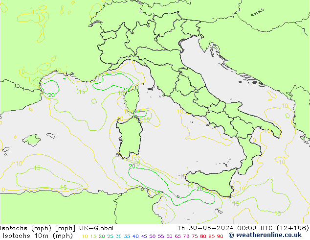 Isotachen (mph) UK-Global do 30.05.2024 00 UTC