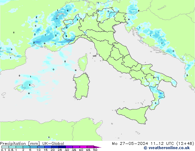 Srážky UK-Global Po 27.05.2024 12 UTC