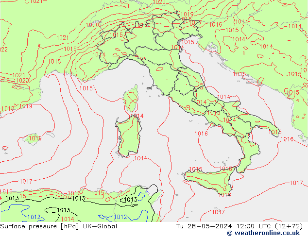 Surface pressure UK-Global Tu 28.05.2024 12 UTC